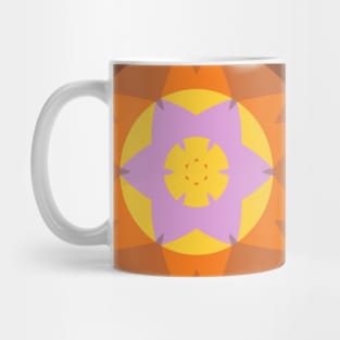 Retro Mandala Flower Orange Blue and Yellow Mug